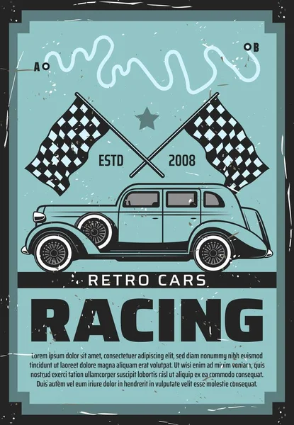 Retro vehicles, cars motor racing — Stock Vector
