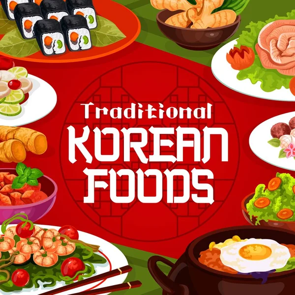 Національна кухня, корейські автентичні страви — стоковий вектор