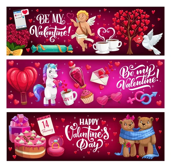 Banner San Valentino con citazioni — Vettoriale Stock