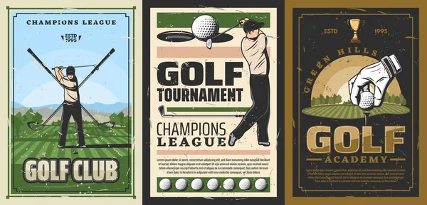 Terrain de golf, bâton de joueur, tournoi de golf — Image vectorielle