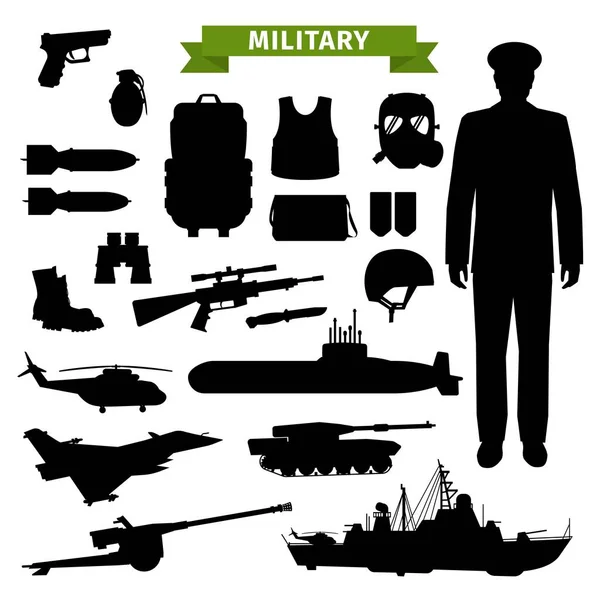 Trasporto militare, armi, munizioni e ufficiale — Vettoriale Stock