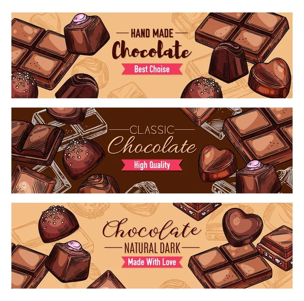 Csokoládécukorka és csokoládéédesség — Stock Vector