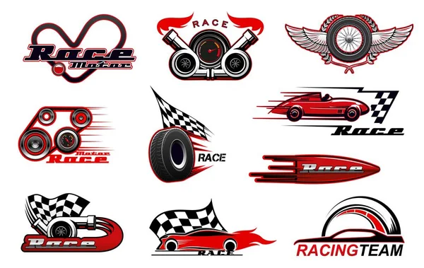 Car racing, motorsport vector icons