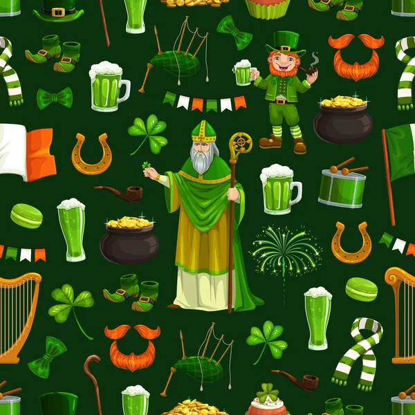 Patricks day seamless pattern, holiday — Stock Vector