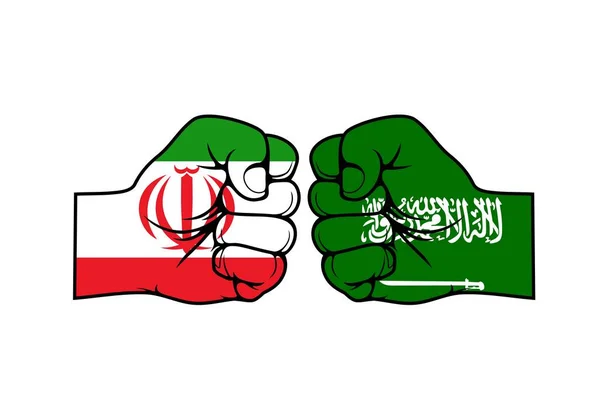 Iran mot Saudiarabien Mellanösternkonflikten — Stock vektor