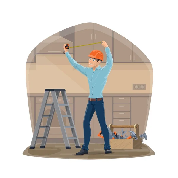 Carpenter or handyman, repair work tools — Stock Vector