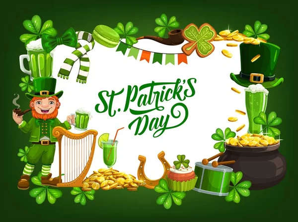 Patricks Day holiday symbols, frame — 스톡 벡터