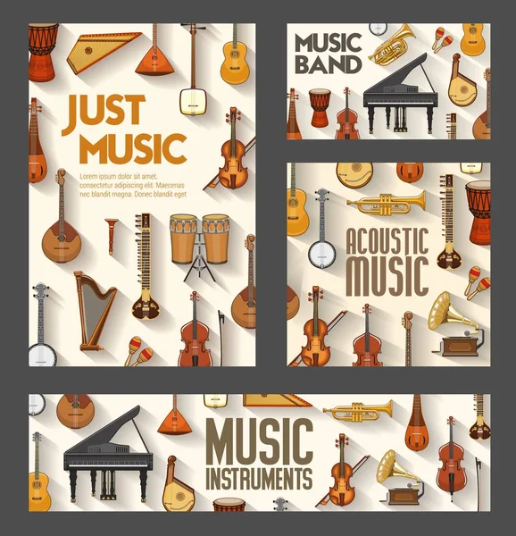 Muziekinstrumenten, jazz, orkest, volksconcert — Stockvector
