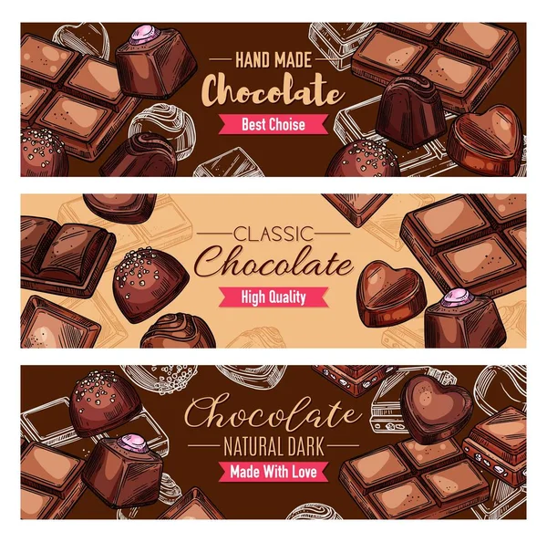 Produtos alimentares de chocolate natural e sobremesas doces — Vetor de Stock