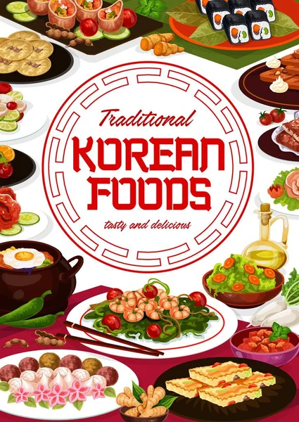Hagyományos koreai konyha, éttermi menü — Stock Vector