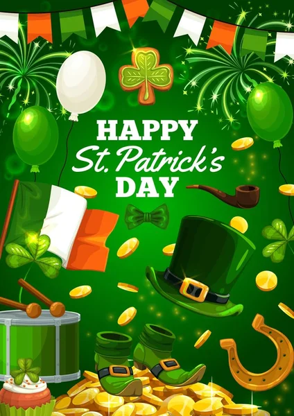 Символы дня Святого Патрика, ирландский весенний праздник — стоковый вектор