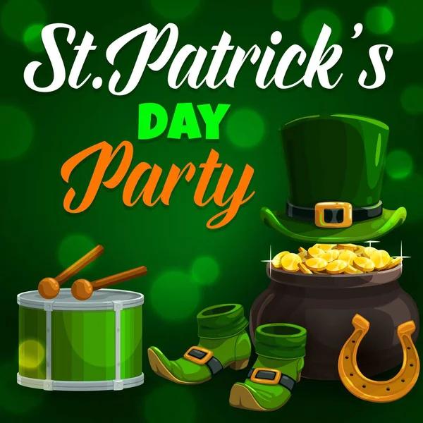 Irish St. Patricks symboles de vacances et lettrage — Image vectorielle