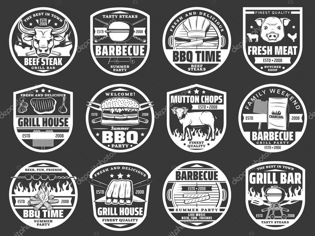 Barbecue steaks and burgers picnic, butcher shop
