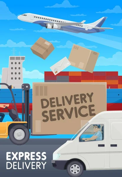 Service de courrier postal, transport logistique — Image vectorielle