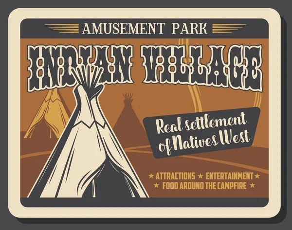 Indian village, Wild Western amusement park — 스톡 벡터