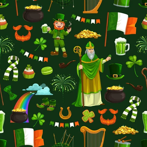 Saint Patricks jour des signes de vacances, motif sans couture — Image vectorielle