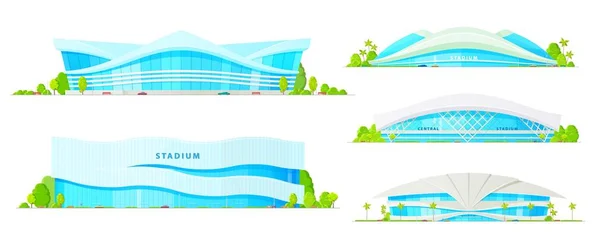 Stadium, sport arena and ice hockey rink buildings — Stock Vector