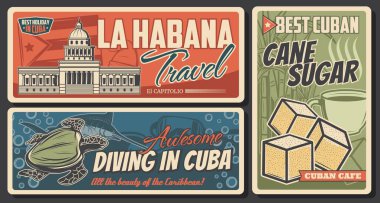 Küba bayrağı, Havana seyahat simgesi ve dalış maskesi