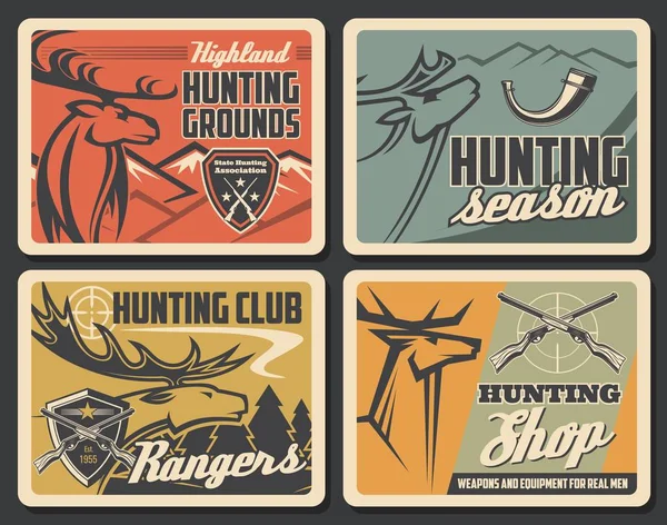 Cerfs avec des cibles de fusils de chasse. Sport de chasse — Image vectorielle