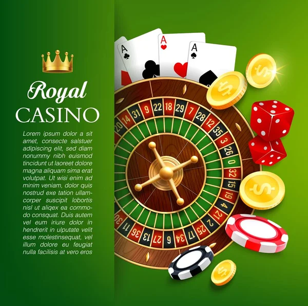 Roleta de casino online e fichas. Jogos de azar —  Vetores de Stock