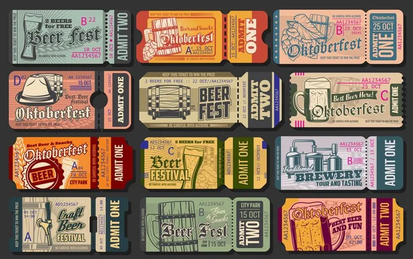 Oktoberfest modèles de billets de festival de bière — Image vectorielle