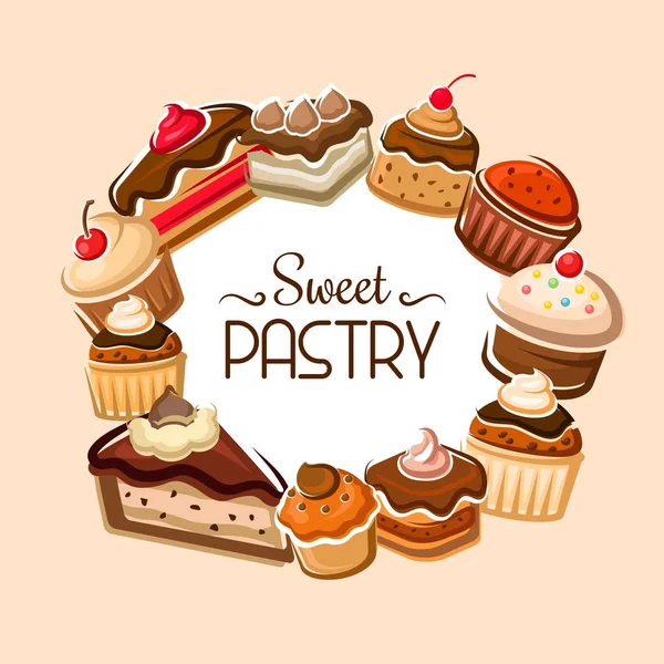 Torta al cioccolato, cupcake, muffin e torta di frutta — Vettoriale Stock