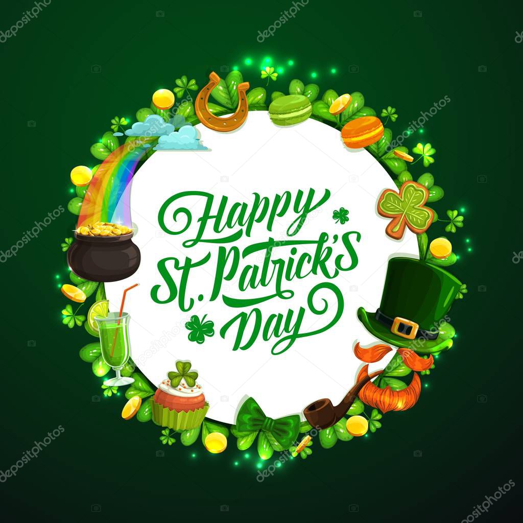 Patricks day holiday signs, Irish spring symbols