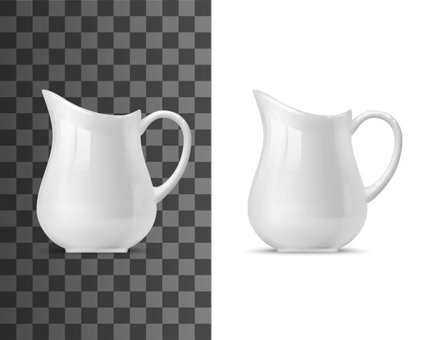 Creamer Milk Pot Vector Templates White Ceramic Vajilla Jarra Porcelana — Vector de stock