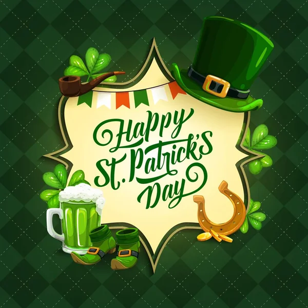 Patricks Day Irlandzka Religia Święto Wektor Kartka Okolicznościowa Koniczyna Lub — Wektor stockowy