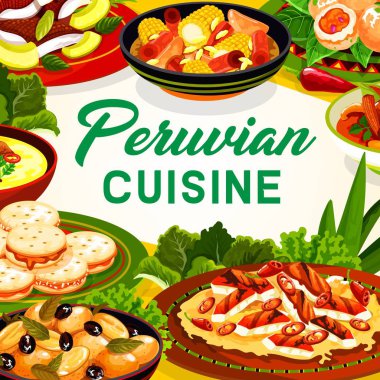 Peru balık ceviche, et güveç, sebze salatası