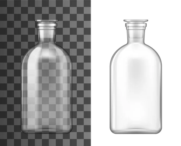 Стеклянные бутылки с пробки, лабораторное стекло — стоковый вектор