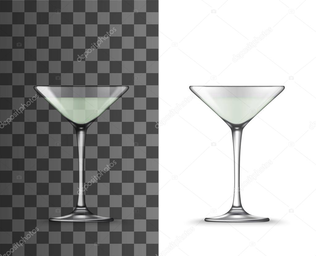 Martini cocktail glass with tall stem 3d mockups