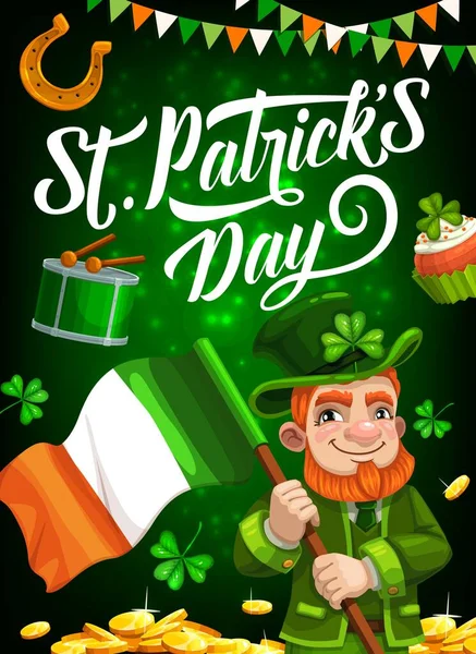 Irländare Med Irlands Flagga Vektor Design Patricks Day Semester Gröna — Stock vektor
