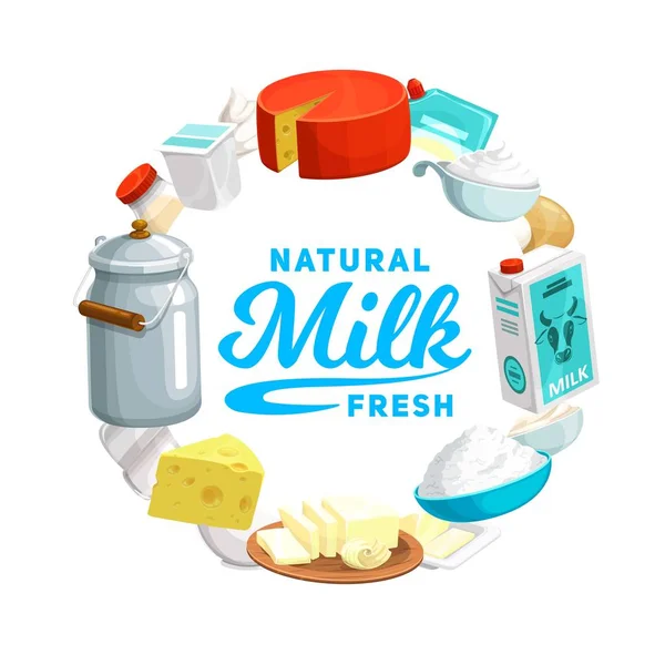 Lait Fromage Alimentaire Produits Laitiers Conception Vectorielle Boîte Lait Ferme — Image vectorielle