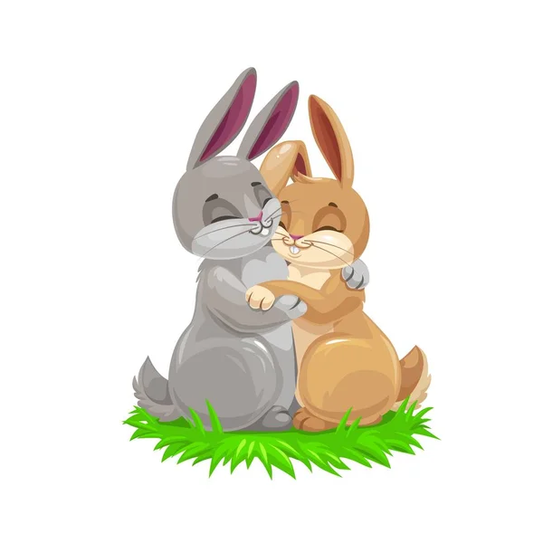 Easter Cartoon Bunny Couple Holiday Egghunting Vector Design Easter Egg — Stock Vector