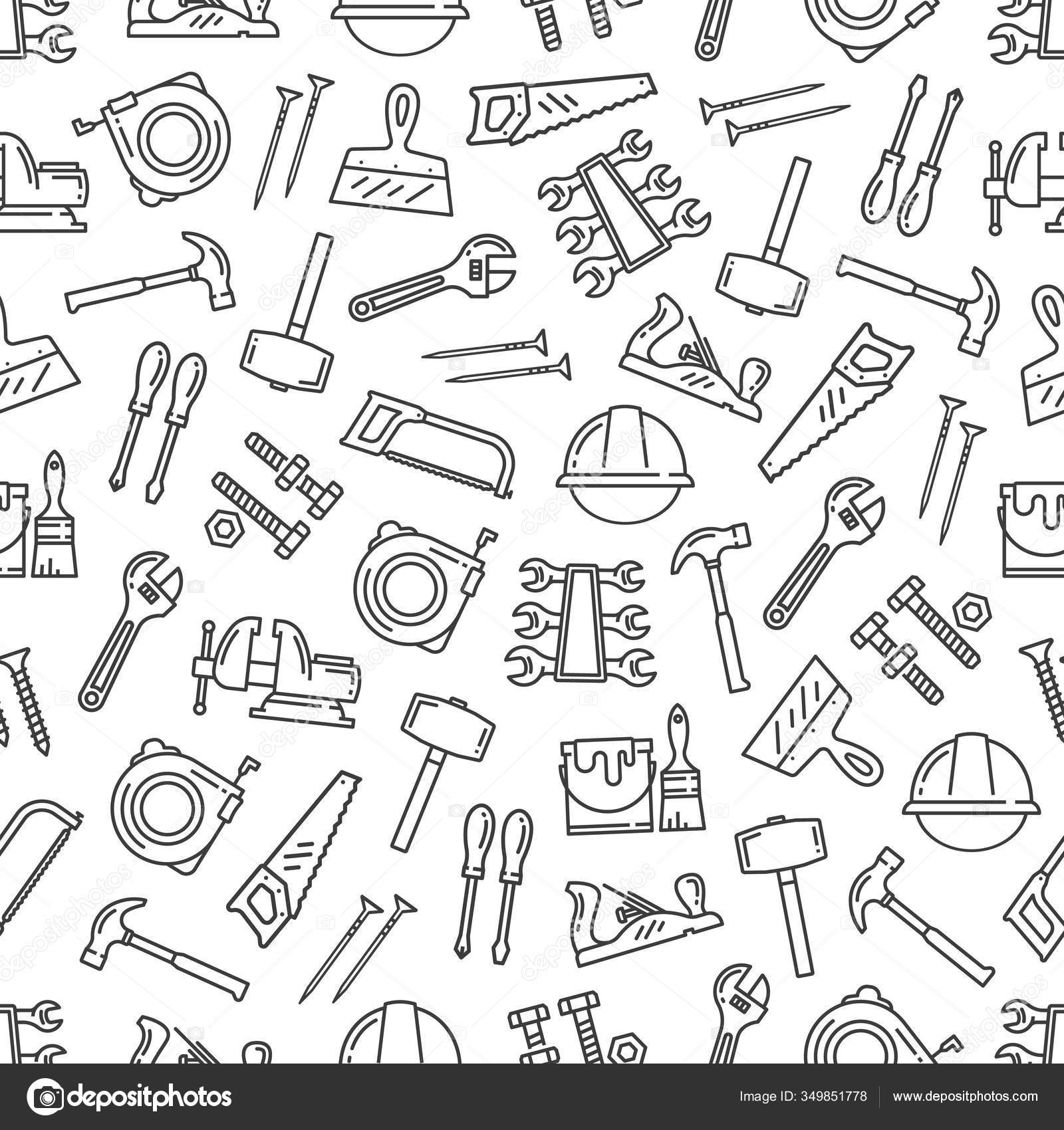 Tool Pattern Construction Hardware Repair Instruments Vector Seamless