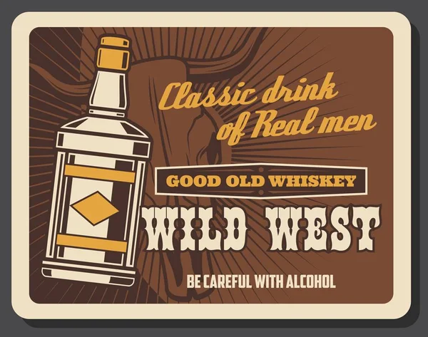 Poster Retro Vintage Wild West Bar Whisky American Western Cowboy — Vetor de Stock