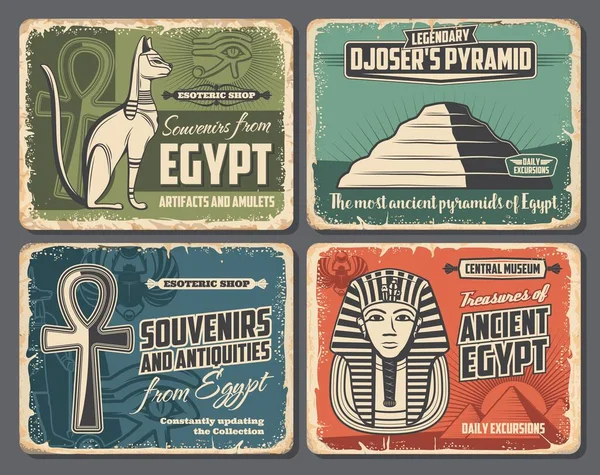 Symboles Egypte Ancienne Tourisme Voyage Souvenirs Ésotériques Antiquités Historiques Boutique — Image vectorielle