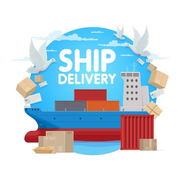 Livraison Courrier Logistique Expédition Bureau Poste Service Transport Maritime Boîtes — Image vectorielle