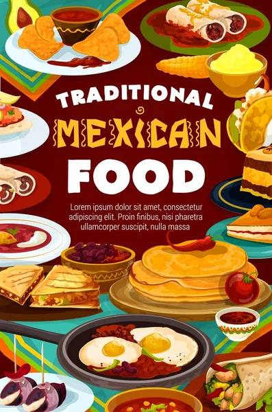 Menu Restaurante Cozinha Mexicana Pratos Autênticos Tradicionais América Latina Vetor —  Vetores de Stock