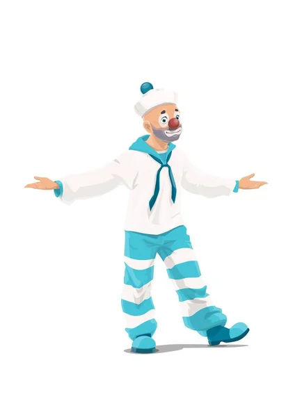 Zirkus Clown Cartoon Figur Mit Matrosenkostüm Vektor Design Von Spaßmacher — Stockvektor