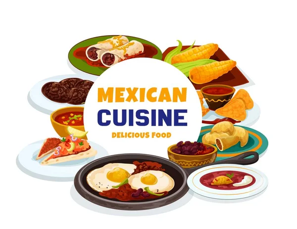 Comida Mexicana Platos Auténticos Tradicionales América Latina Comidas Almuerzo Sopa — Vector de stock