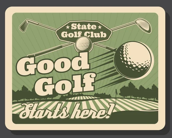 Clube Golfe Esporte Lazer Premium Lazer Hobby Vintage Retro Poster — Vetor de Stock