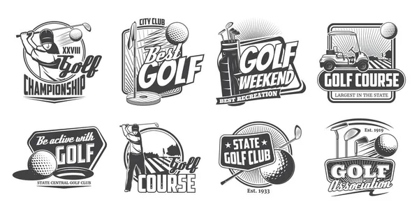 Golf Deporte Los Jugadores Aislados Iconos Vectoriales Conjunto Asociación Clubes — Archivo Imágenes Vectoriales