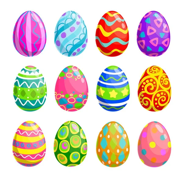 Iconos Vectoriales Huevos Pascua Primavera Religión Vacaciones Egghunting Decoración Objetos — Vector de stock