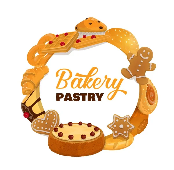Pastane Tatlılar Yuvarlak Çerçeveli Tatlı Pişirilmiş Kirazlı Pasta Zencefilli Kek — Stok Vektör