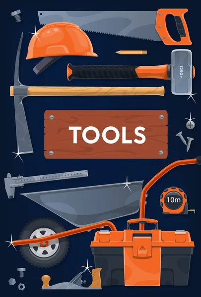 Bouw Reparatie Tools Vector Ontwerp Diy Timmerwerk Bouwnijverheid Werktuigen Gereedschapskist — Stockvector