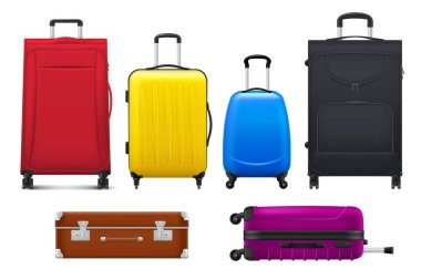 Luggage with isolated suitcases and travel bags clipart