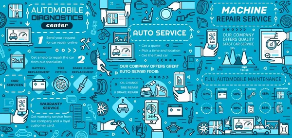 Servicio Automóviles Reparación Automóviles Vectorial Infografías Gráficos Gráficos Diagnóstico Mantenimiento — Archivo Imágenes Vectoriales