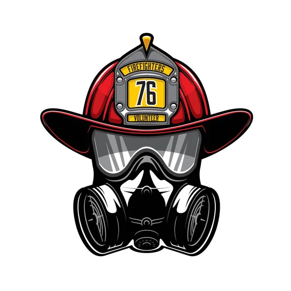 Firefighter Protective Helmet Gas Respirator Isolated Vector Heraldic Icon Firefighting — Stock Vector